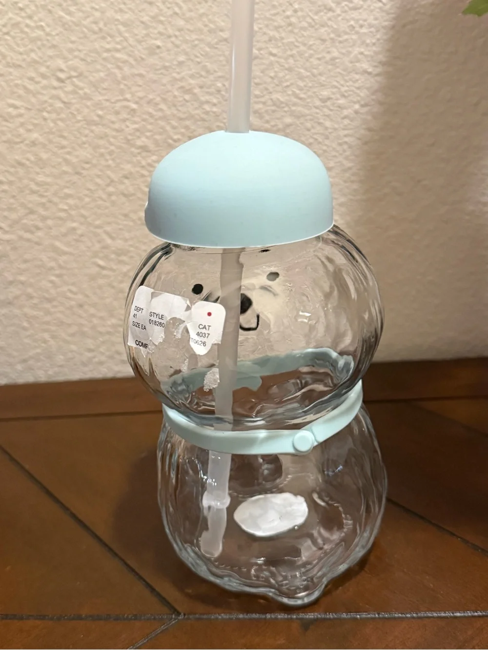 Doodle Dog 🐶 Shaped Glass Tumbler w/ Blue Beanie & Collar- 20 oz- NWT